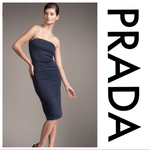 Prada Dresses & Skirts - Prada Strapless Denim Dress